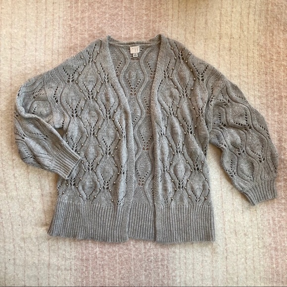 Open Weave, Beaded, Knit Cardigan - Picture 1 of 3